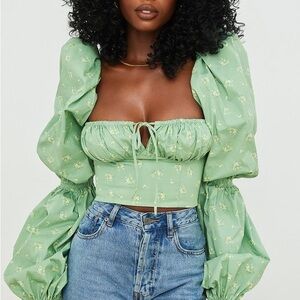 House of CB 'Millicent' Olive Floral Cropped Corset Top